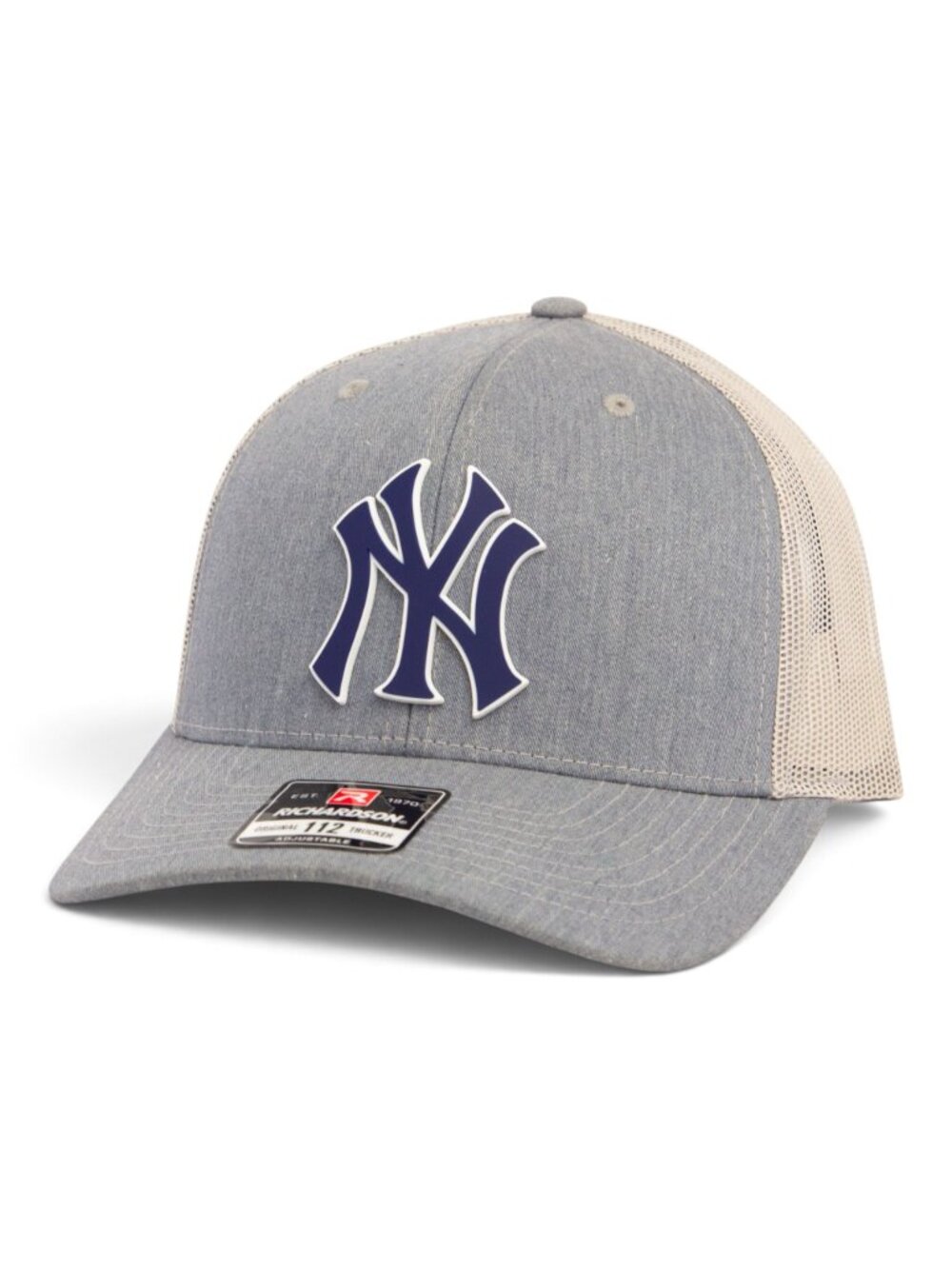 New York Yankees NY Navy 3D Snapback Trucker Hat- Heather Grey/ Light Grey